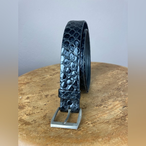 Black Anaconda Snakeskin Belt - XL - Picture 1 of 5